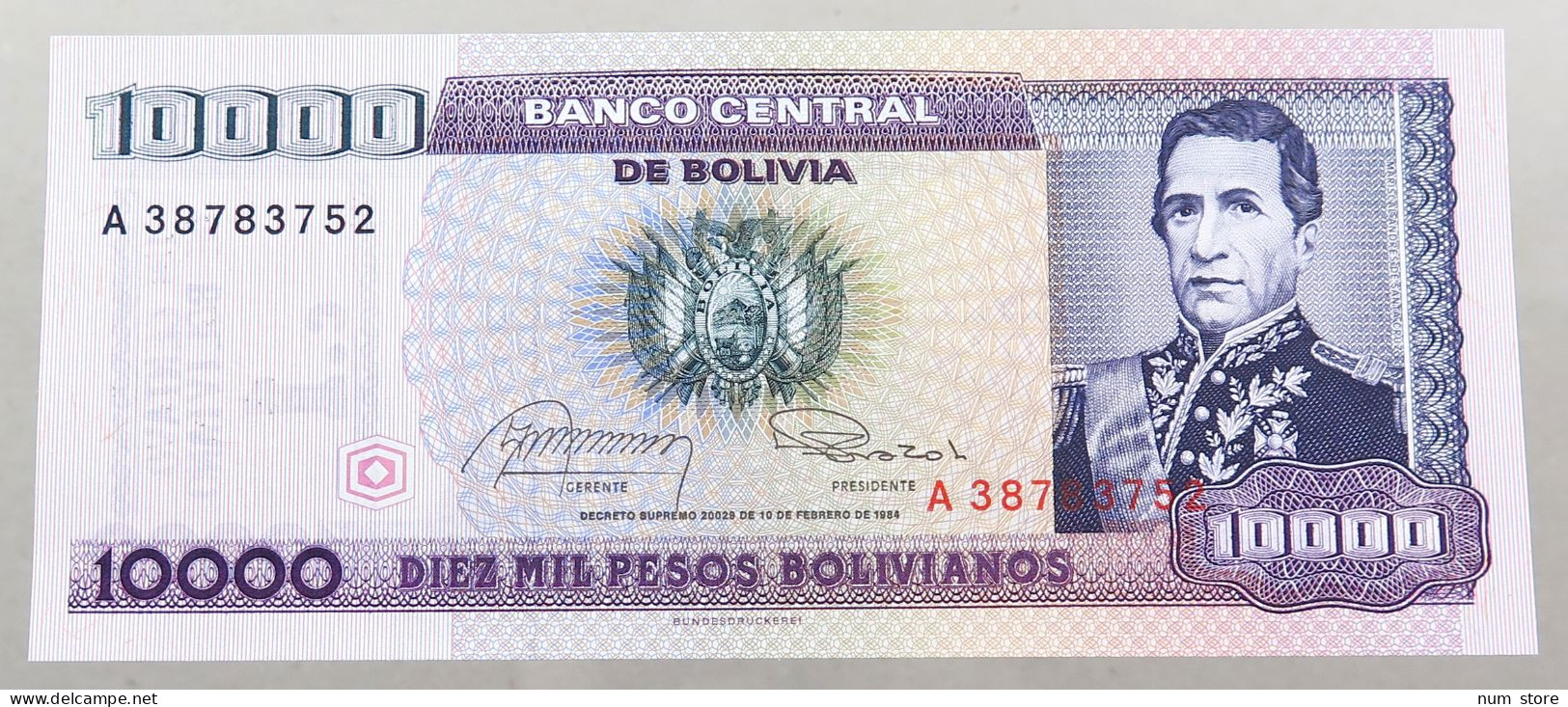 BOLIVIA 10000 PESOS 1984  #alb049 0033 - Bolivie