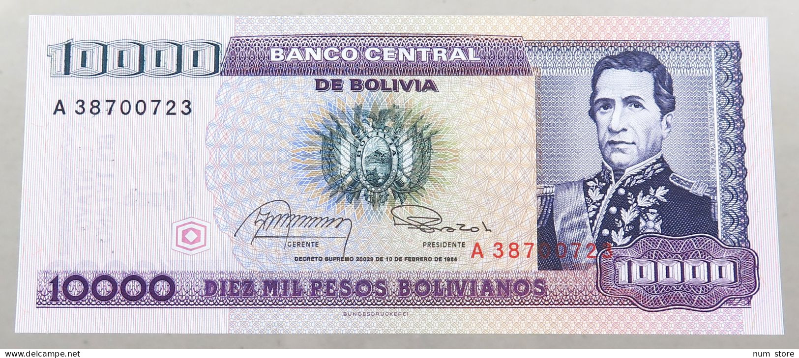 BOLIVIA 10000 PESOS 1984  #alb049 0035 - Bolivia