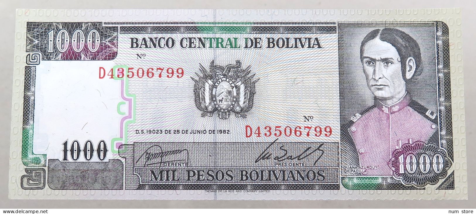 BOLIVIA 1000 PESOS 1982  #alb049 0015 - Bolivie