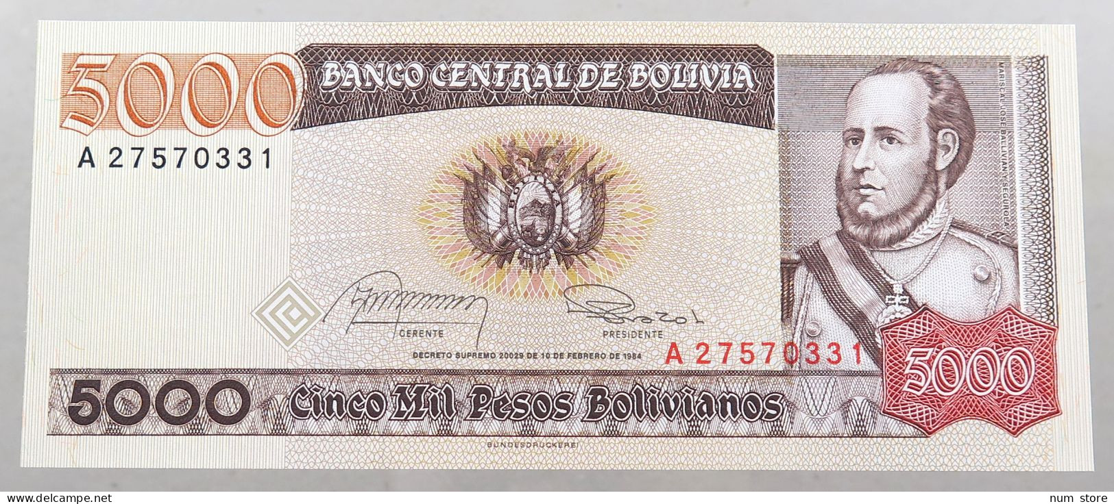 BOLIVIA 5000 PESOS 1982  #alb049 0023 - Bolivië