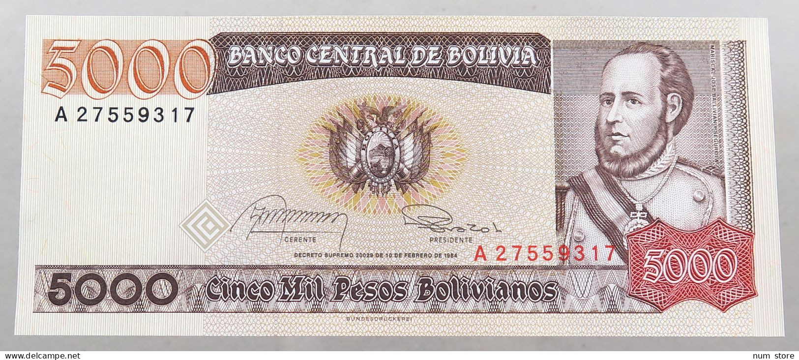 BOLIVIA 5000 PESOS 1982  #alb049 0025 - Bolivia