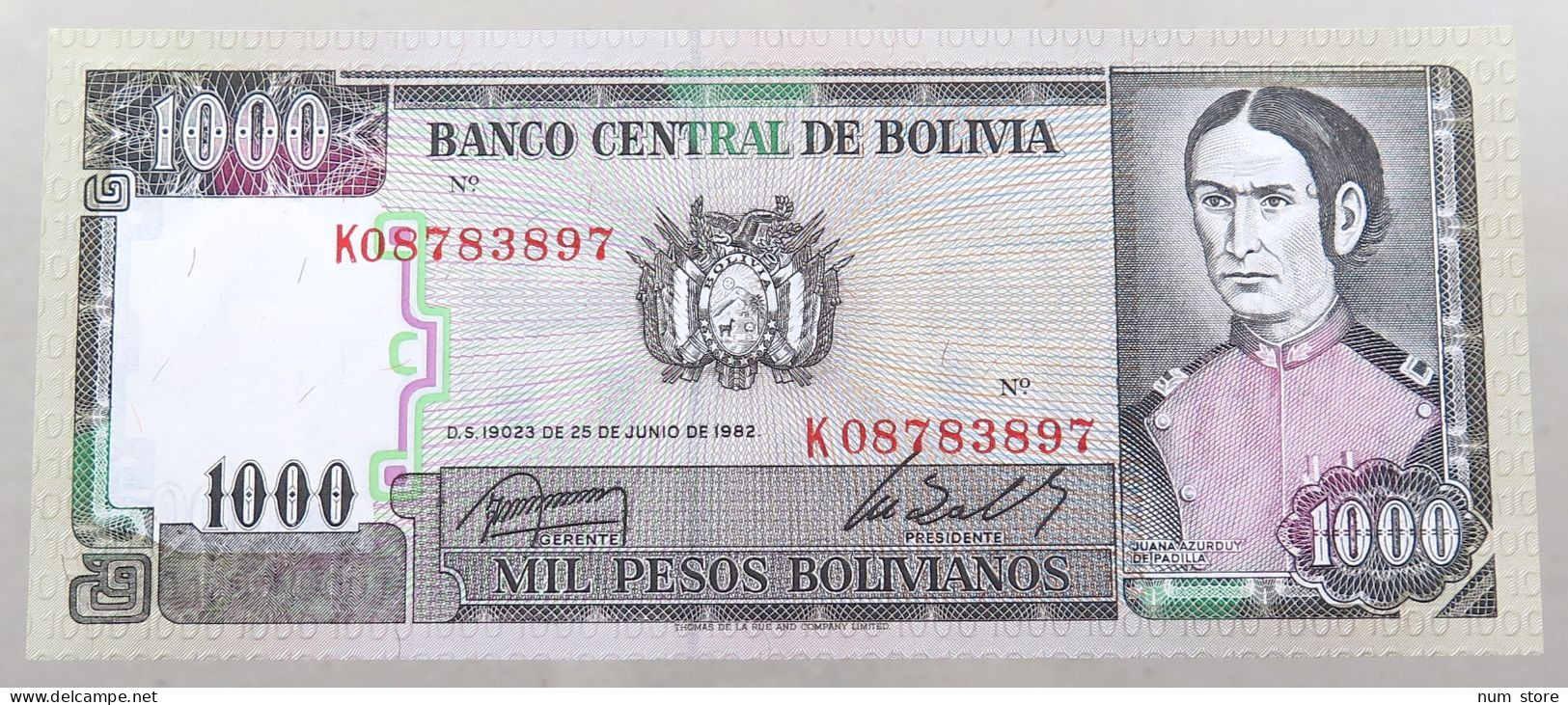 BOLIVIA 1000 PESOS 1982  #alb049 0019 - Bolivia