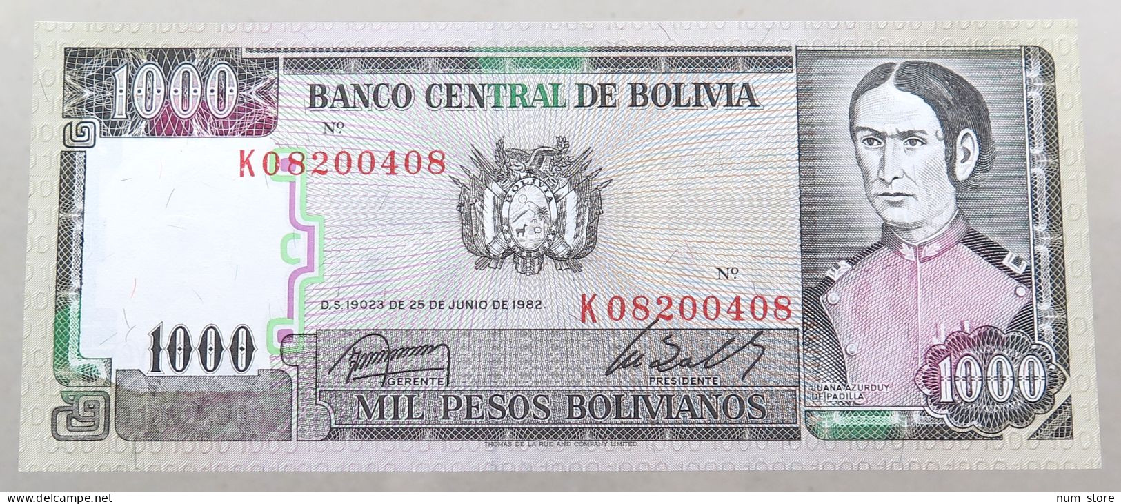 BOLIVIA 1000 PESOS 1982  #alb049 0017 - Bolivie