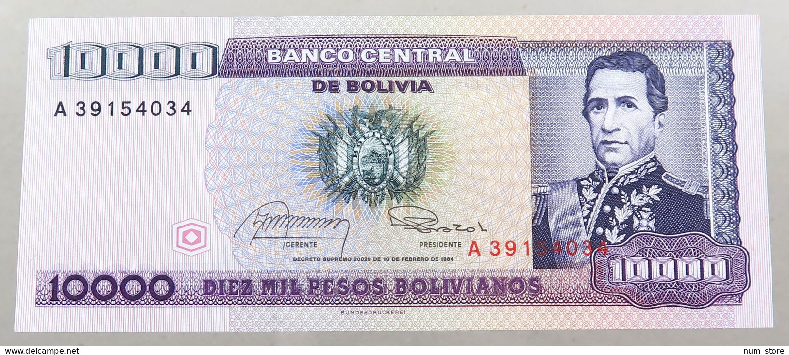 BOLIVIA 10000 PESOS 1984  #alb049 0027 - Bolivië