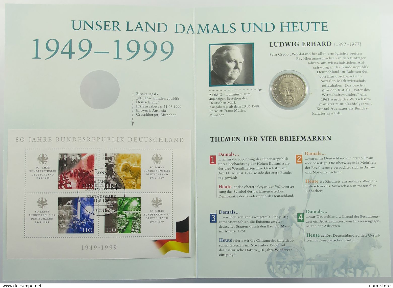 BRD SET MARK + BRIEFMARKEN  50 JAHRE DEUTSCHE MARK #bs15 0079 - Ongebruikte Sets & Proefsets