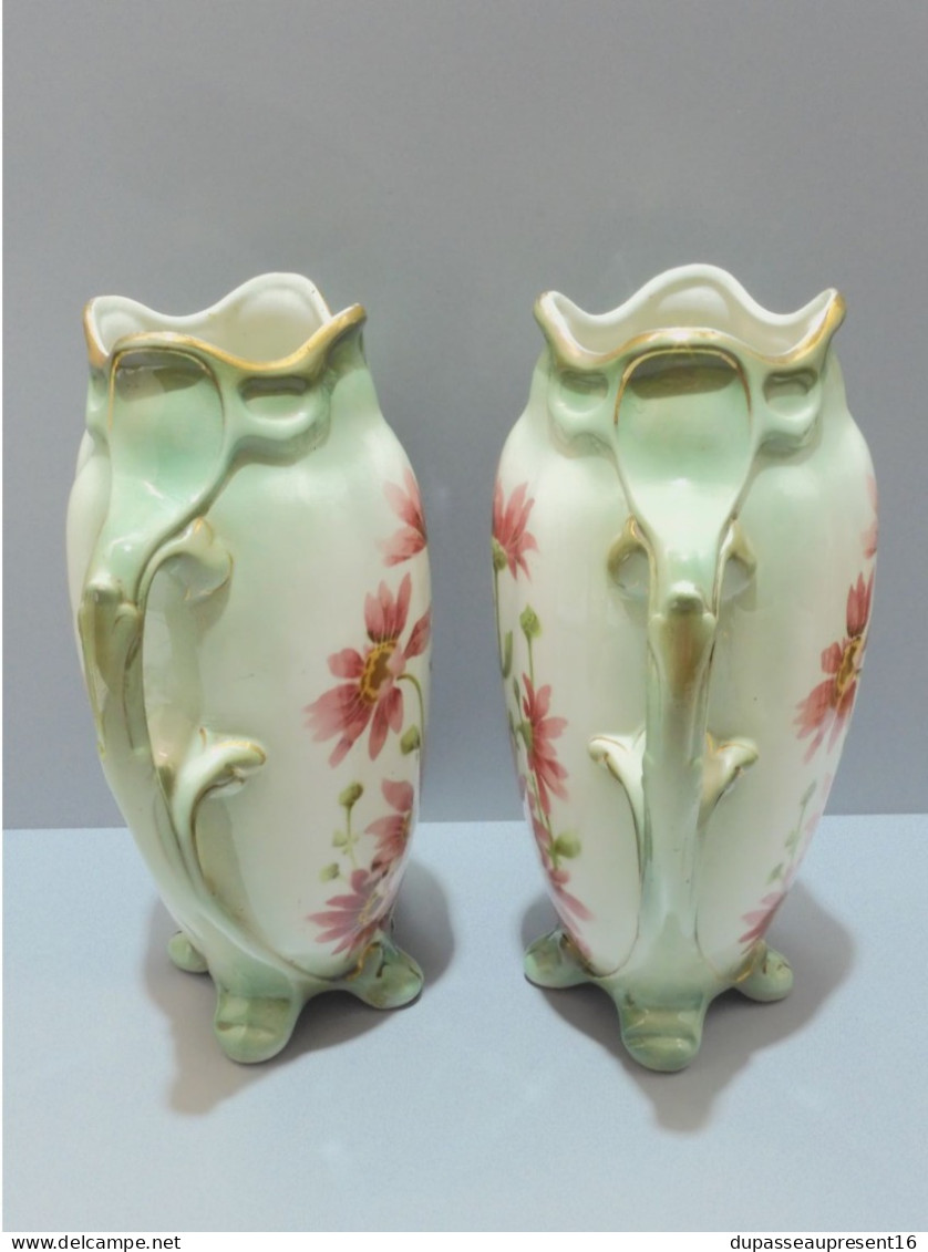 -PAIRE DE VASES BARBOTINE ART NOUVEAU Signés KG LUNEVILLE COLLECTION DECO   E - Lunéville (FRA)