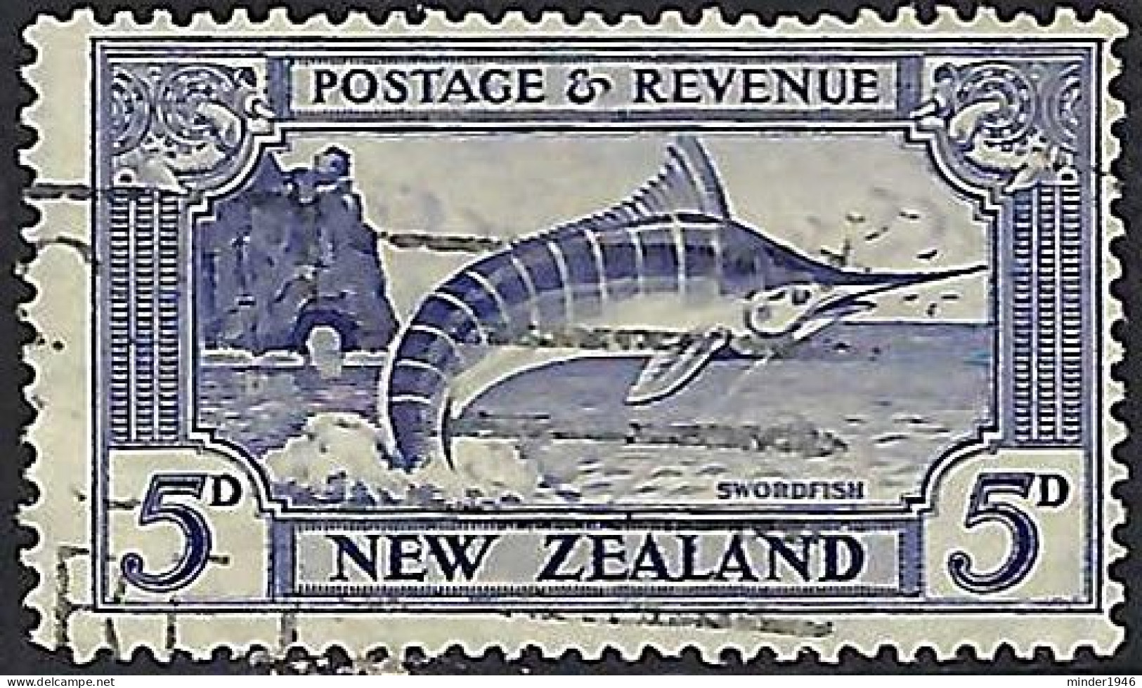 NEW ZEALAND 1942 5d Ultramarine SG584c Used - Officials