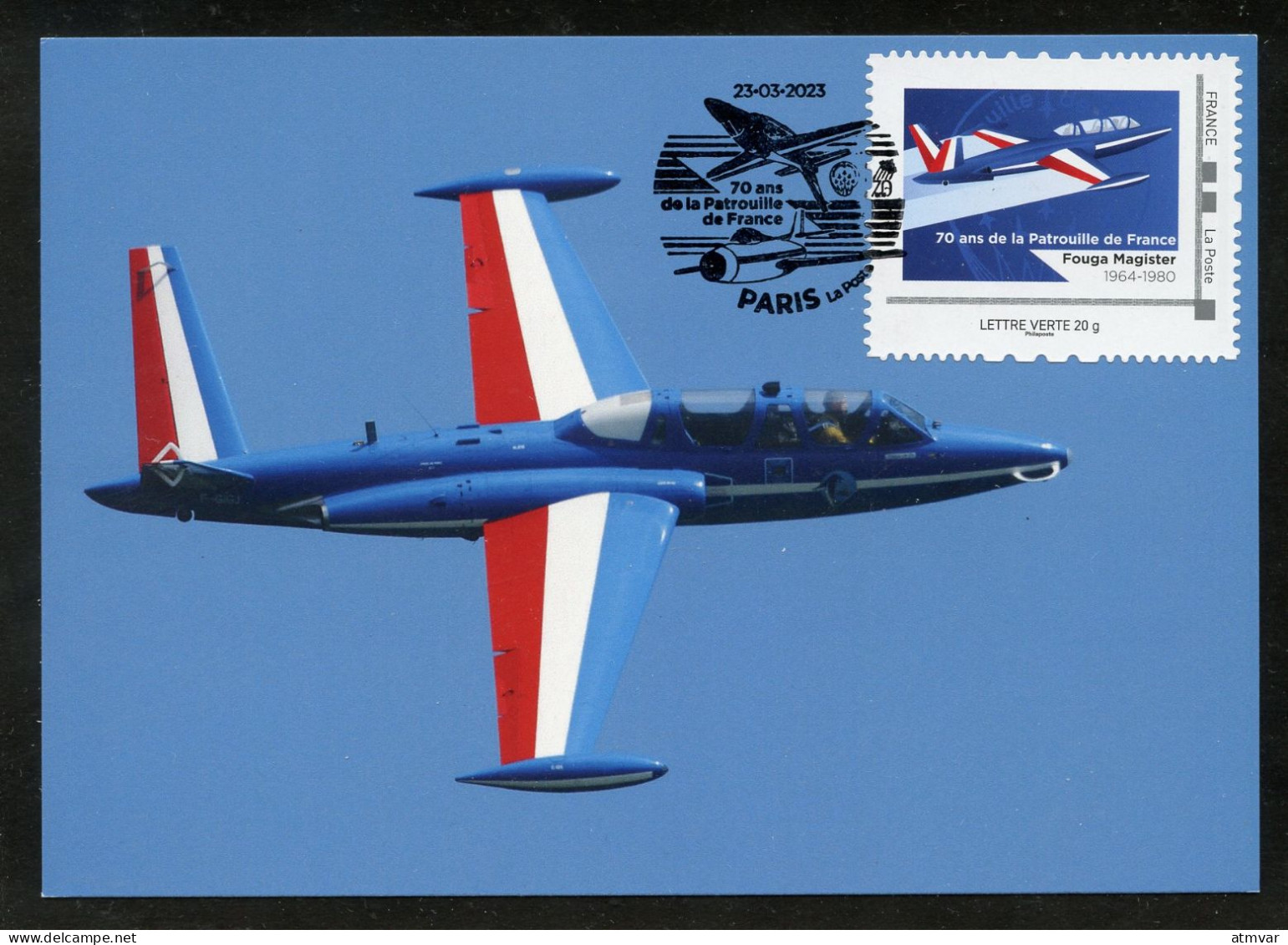 FRANCE (2023) Carte Maximum Card - 70 Ans De La Patrouille De France, Avion Airplane Aircraft Fouga Magister (1964-1980) - 2020-…