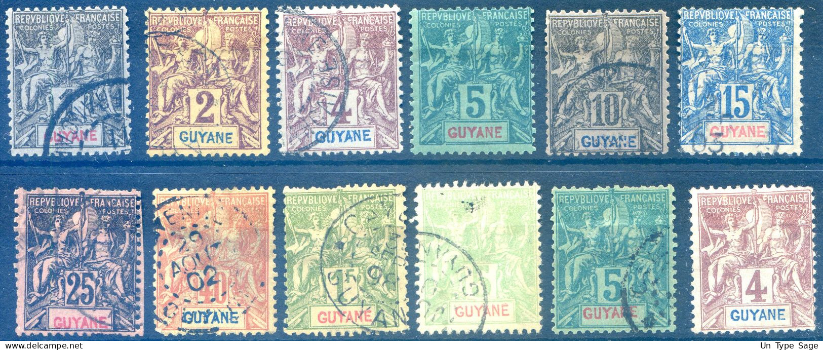 Guyane Française - Lot De 10 Timbres Type Groupe - Oblitéré - (F185) - Usati