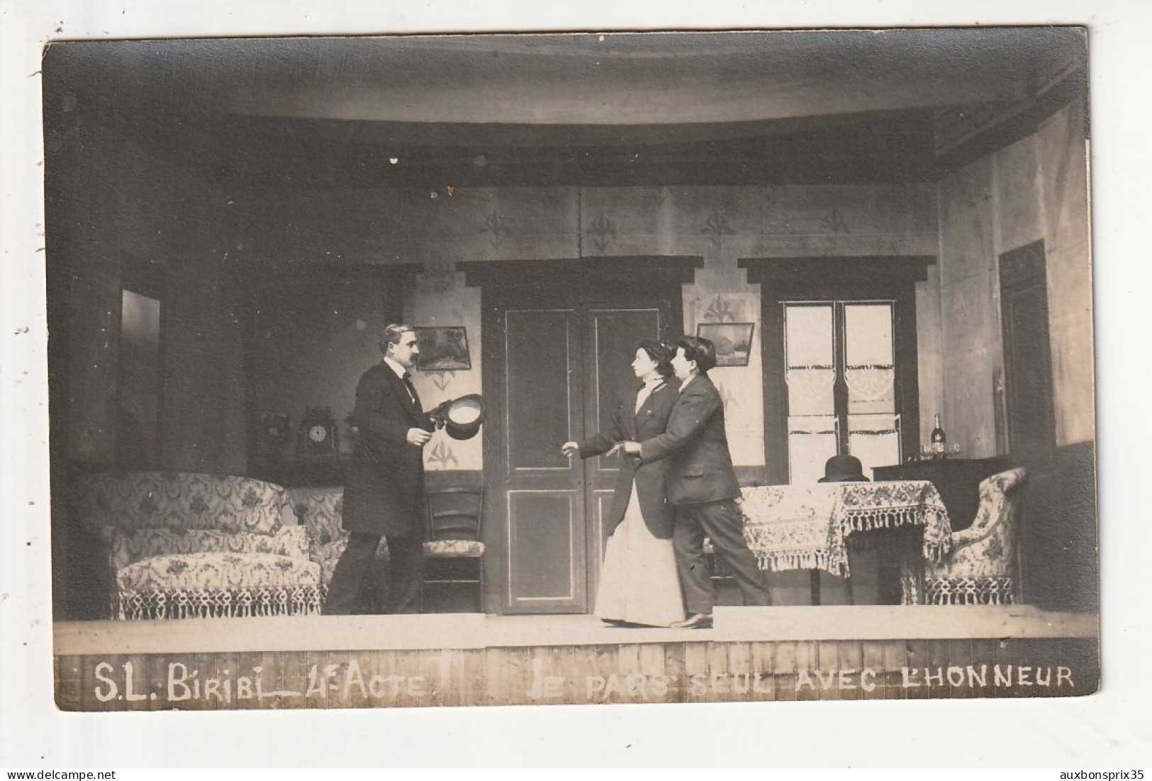 CARTE PHOTO - S.L. BIRIBI - "JE PARS SEUL AVEC L'HONNEUR" - Teatro