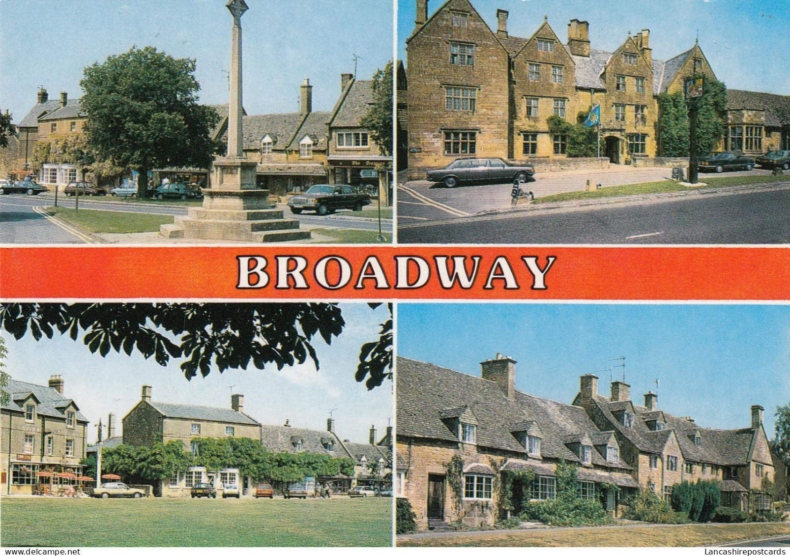 Postcard Broadway The Cross Lygon Arms Swan Hotel & Old Cars My Ref B26277 - Lygon Arms