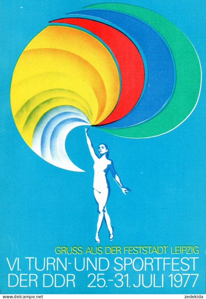 G6448 - TOP Leipzig DTSB Jugendspartakiade - Künstlerkarte - DEWAD Verlag DDR Grafik - Gymnastique