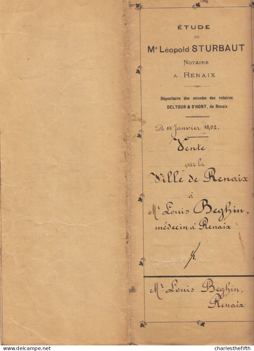 1902 ACTE DE VENTE Entre LA VILLE DE RENAIX Et MEDECIN LOUIS BEGHIN à RENAIX - Advertising