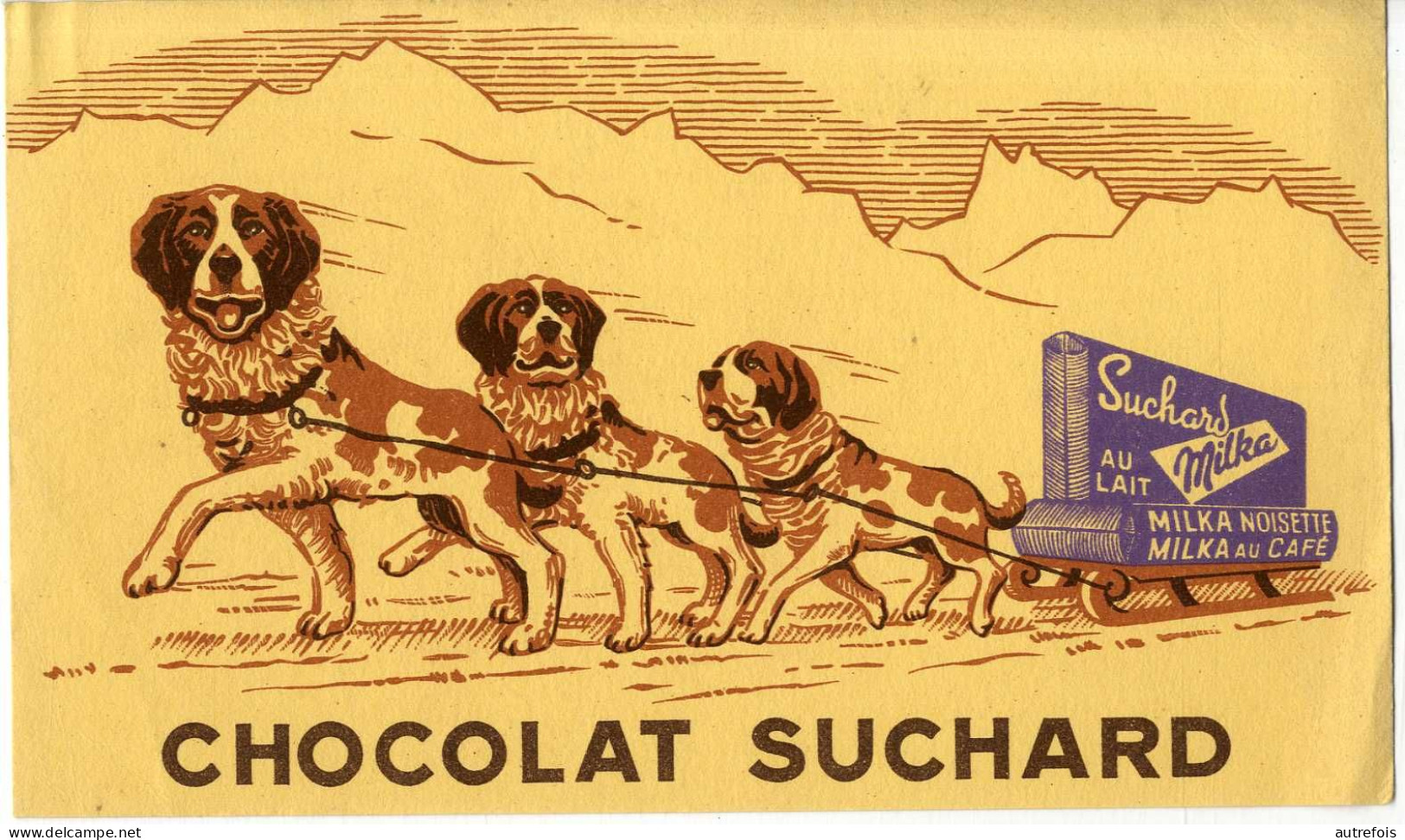 BUVARD    CHOCOLAT  SUCHARD   MILKA   -  TRES BELLE ILLUSTRATION CHIENS DE TRAINEAU - Chocolat