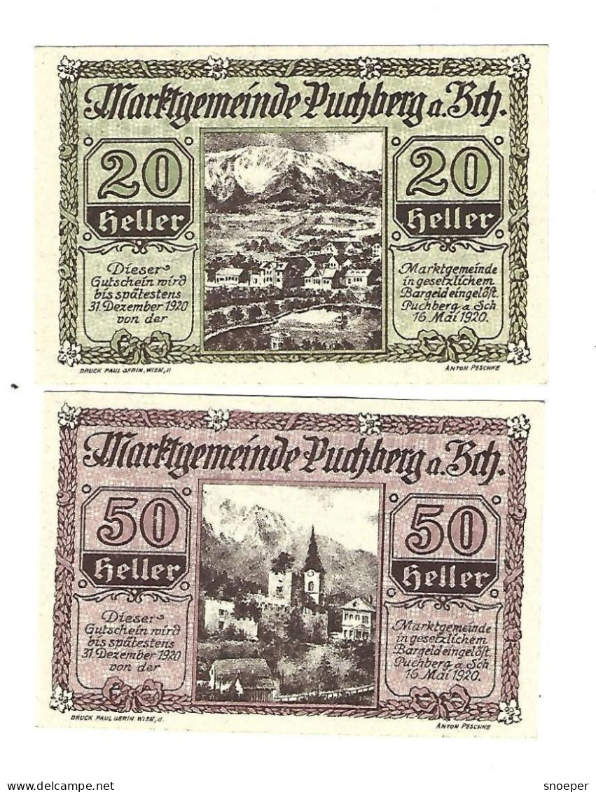 **notgeld   Austria Puchberg  Am Schneeberg  20+50 Heller  786b - Oesterreich