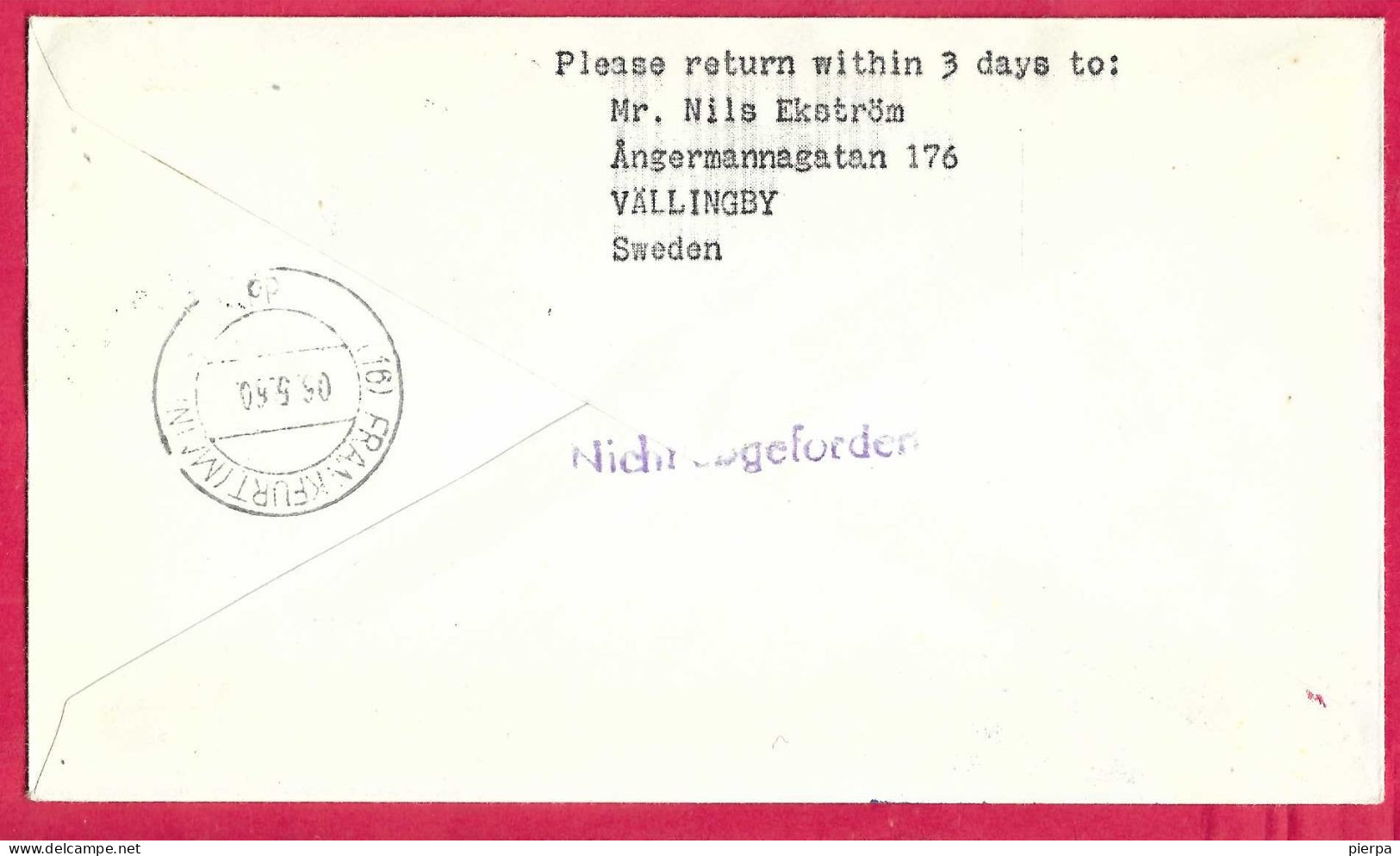 NORGE - FIRST CARAVELLE FLIGHT - SAS - FROM OSLO TO FRANKFURT *1.5.60* ON OFFICIAL COVER - Briefe U. Dokumente