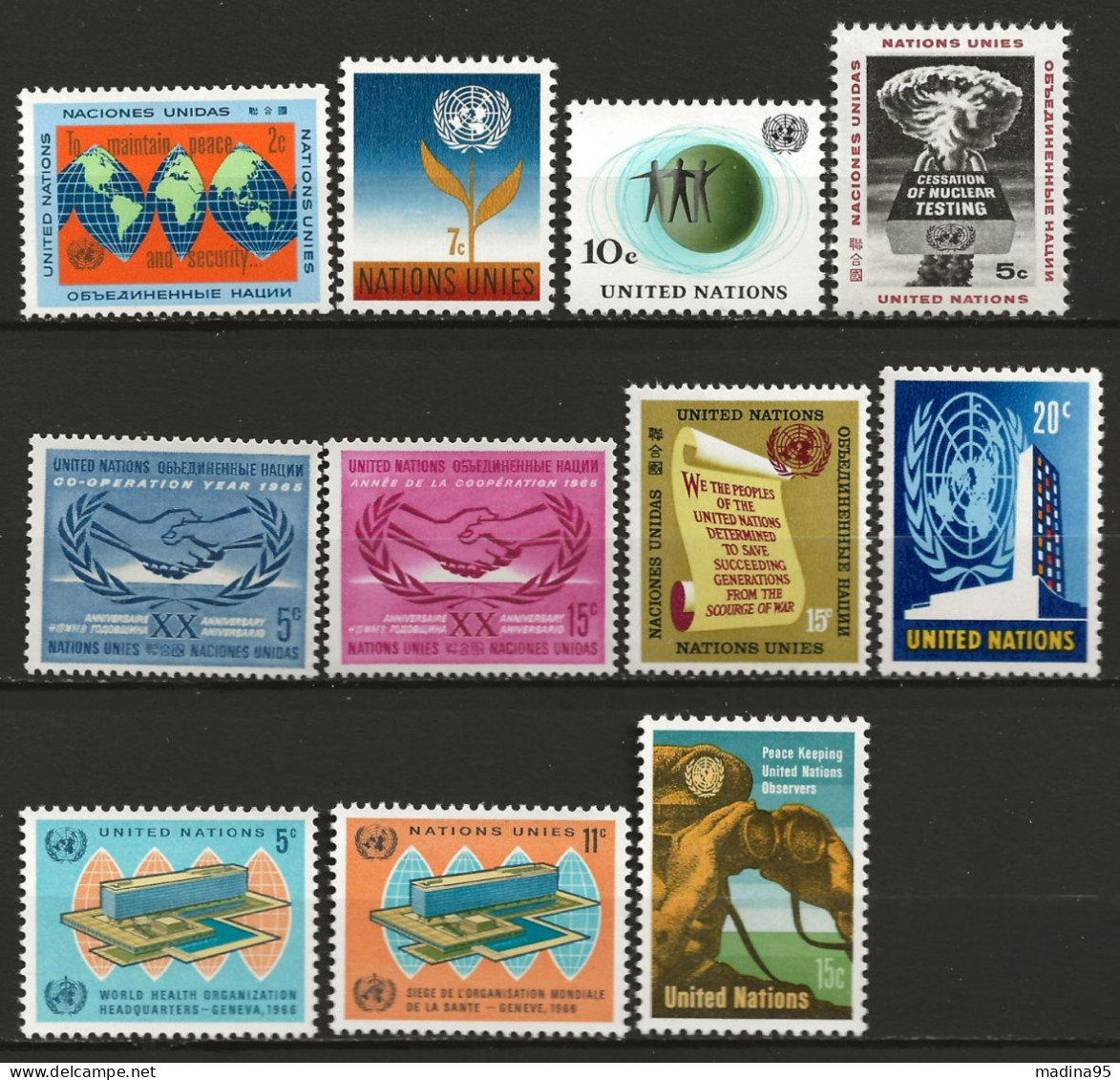 NATIONS-UNIES - NEW-YORK: **, N° YT 121/3, 129, 139/40, 142/3, 151/2 Et 155, TB - Unused Stamps