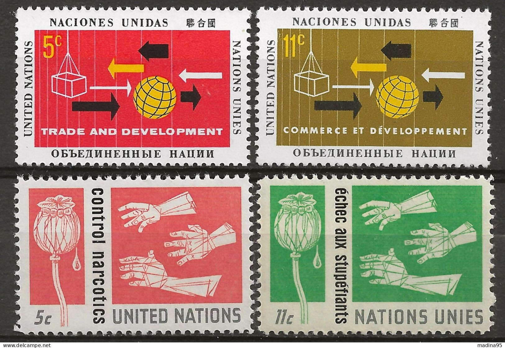 NATIONS-UNIES - NEW-YORK: **, N° YT 125 à 128, TB - Nuovi