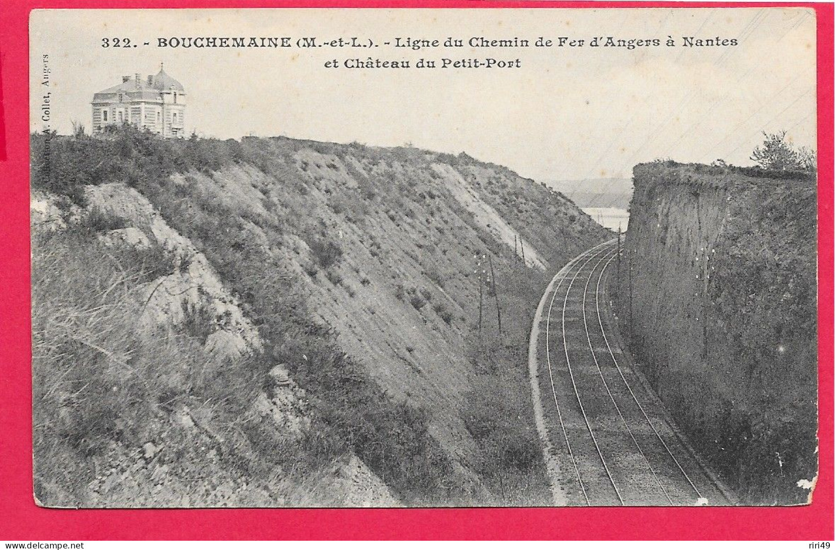 Cpa, Bouchemaine 49, LIGNE DE CHEMIN DE FER D'Angers à Nantes Et Château Du Petit-Port Voir Scannes Dos Vierge - Kunstbauten