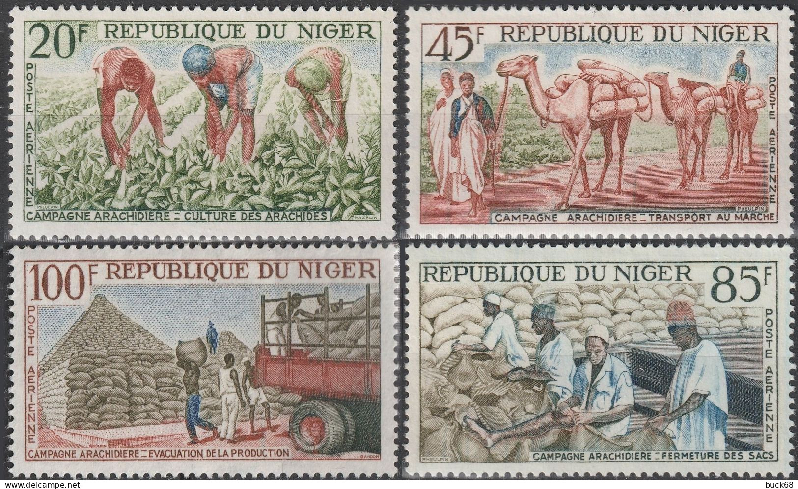 NIGER Poste Aérienne  31 à 34 ** MNH Campagne Arachide Agriculture Chameau 1963 - Niger (1960-...)