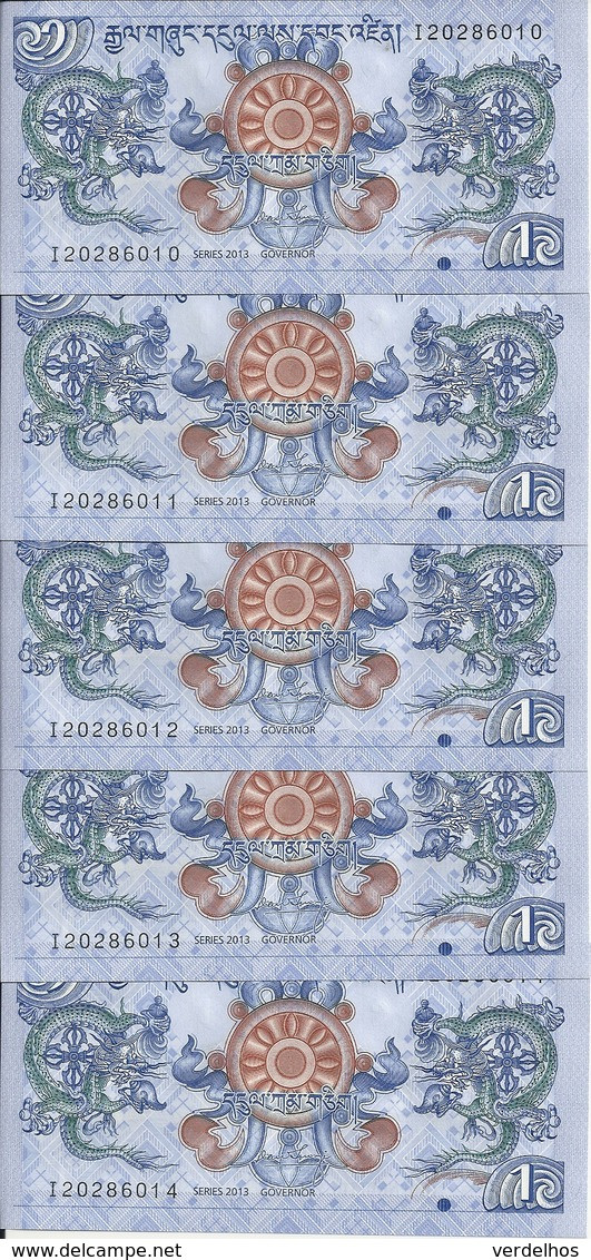 BHOUTAN 1 NGULTRUM 2013 UNC P 27 ( 5 Billets ) - Bhoutan