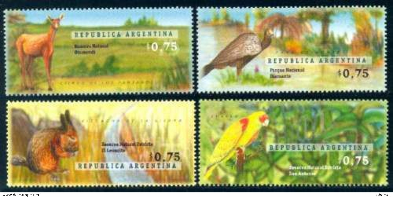 Argentina 1996 National Parks, Animals Complete Set Of 4 Values MNH - Neufs