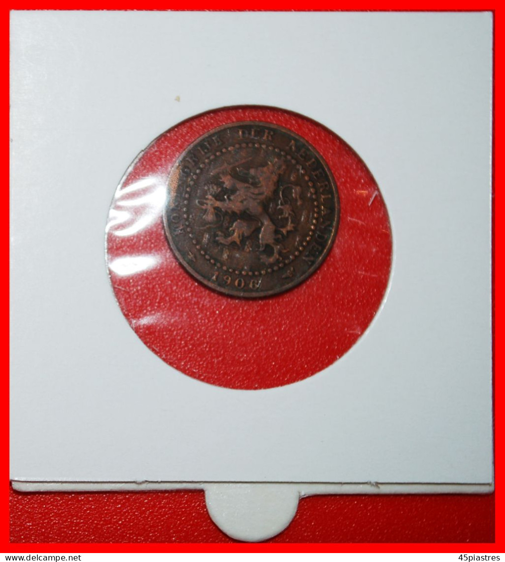 * RAMPANT LION (1902-1907):NETHERLANDS 1 CENT 1906 NOT PLAIN EDGE~WILHELMINA 1890-1948 HOLDER· LOW START · NO RESERVE! - 1 Centavos