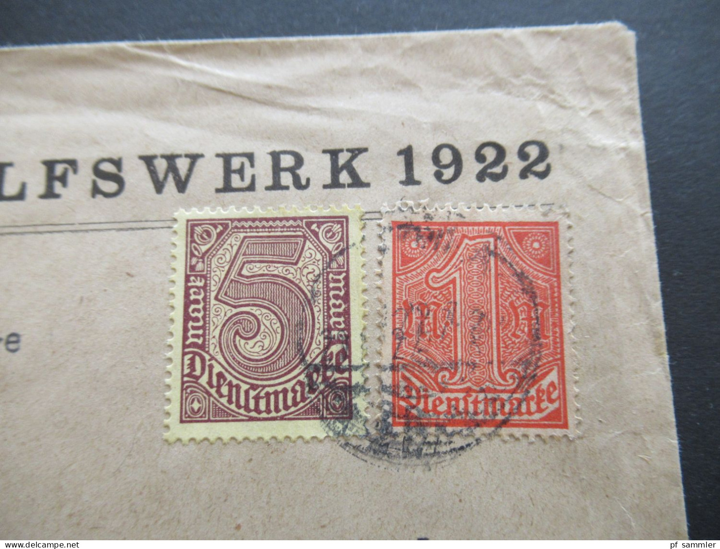 DR Dienstmarken Nr.30 Und 33 MiF Bayerisches Hilfswerk 1922 Geschäftsstelle Prinz Ludwigstr. 3 / Kempten - Dienstmarken