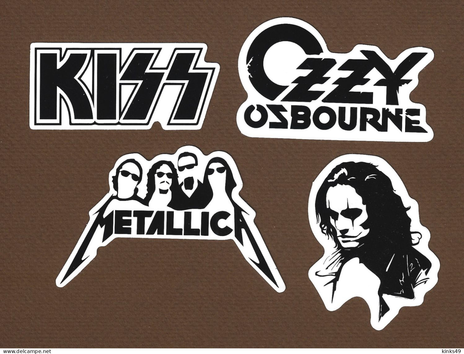 756> N° 4 ADESIVI : KISS / OZZY OSBOURNE / METALLICA / THE CROW - Objets Dérivés