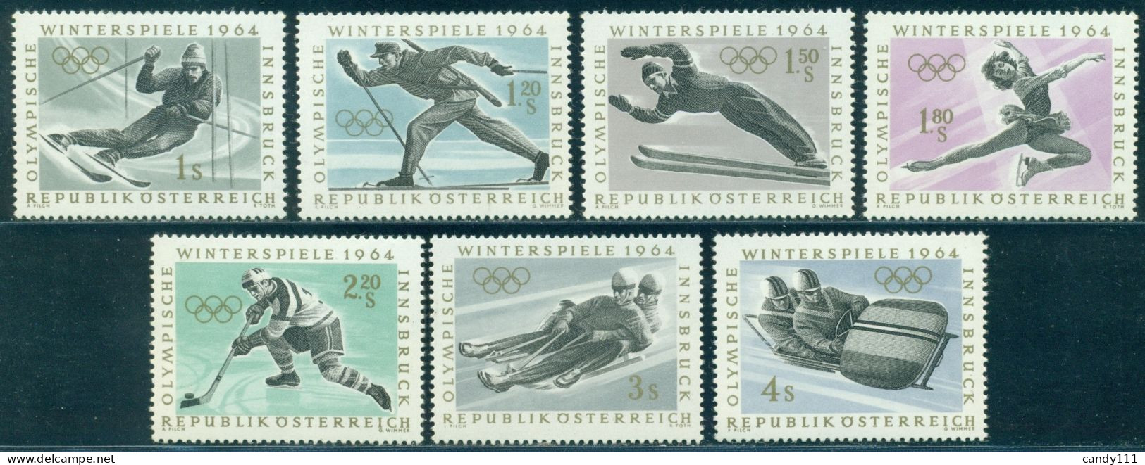 1963 Winter Olympics Innsbruck,Hockey.skating,skiing,Slalom,Austria,M.1136,MNH - Inverno1964: Innsbruck