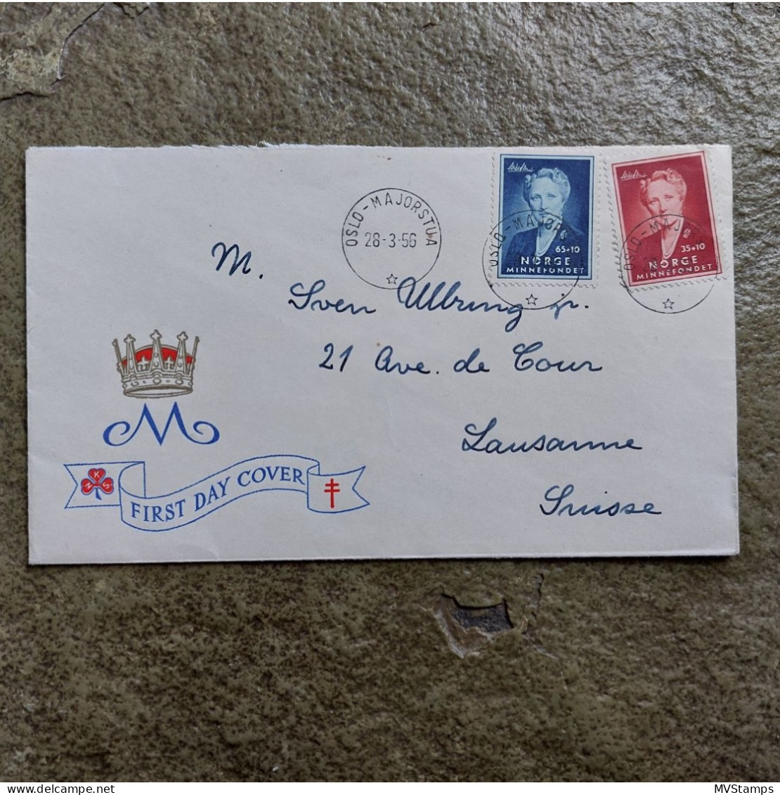 Norway 1956 Set Queen Martha (Michel 404/05) On FDC - Storia Postale