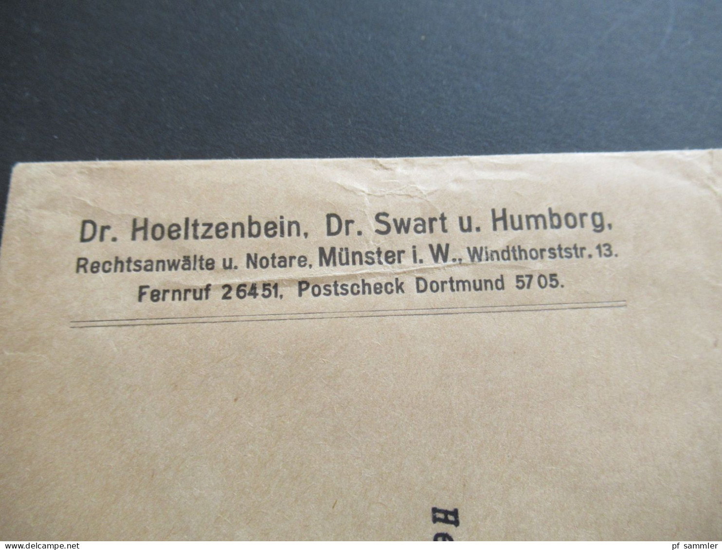 DR 1932 Hindenburg Nr.471 EF Absender Dr. Hoeltzenbein, Dr. Swart Und Humborg Rechtsanwälte Münster In Westfalen - Service