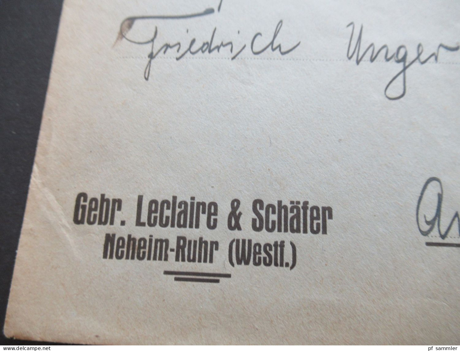 DR 1930 Reichspräsidenten Nr.414 EF Firmenbrief Gebr. Leclaire & Schäfer, Neheim-Ruhr (Westf) Stempel Hüsten - Officials