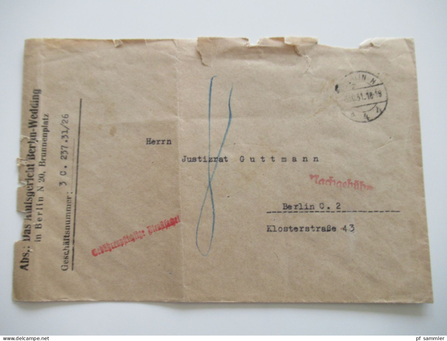 DR 1920er Jahre - 1931 Dienstbriefe / Teils Hohe Frankaturen / Kleiner Posten Mit 9 Belegen / Ruhrgebiet Usw. - Dienstmarken
