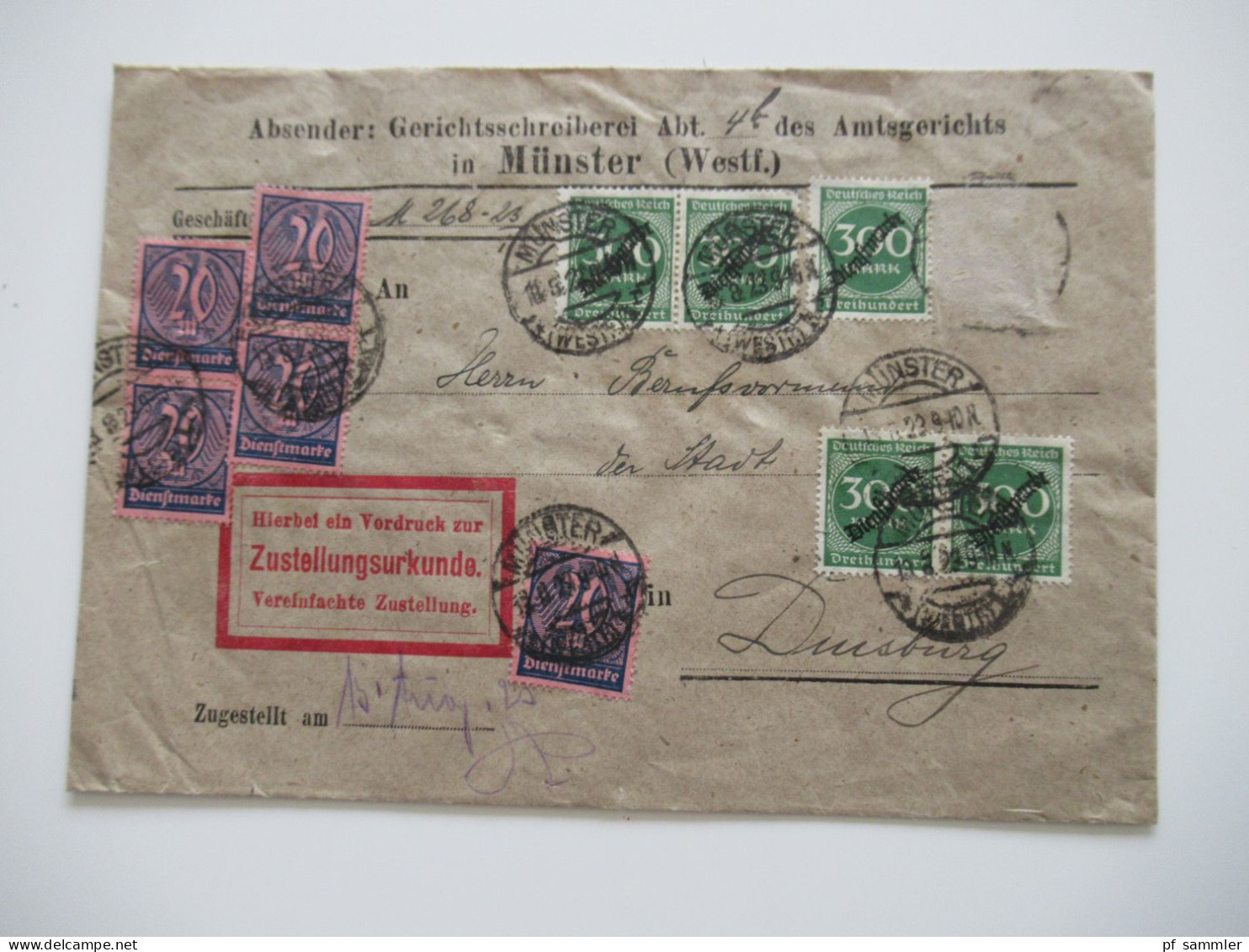 DR 1920er Jahre - 1931 Dienstbriefe / teils hohe Frankaturen / kleiner Posten mit 9 Belegen / Ruhrgebiet usw.