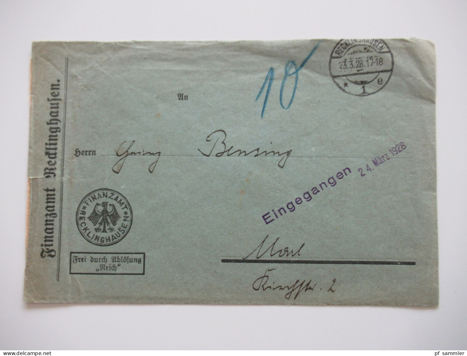 DR 1920er Jahre - 1931 Dienstbriefe / teils hohe Frankaturen / kleiner Posten mit 9 Belegen / Ruhrgebiet usw.