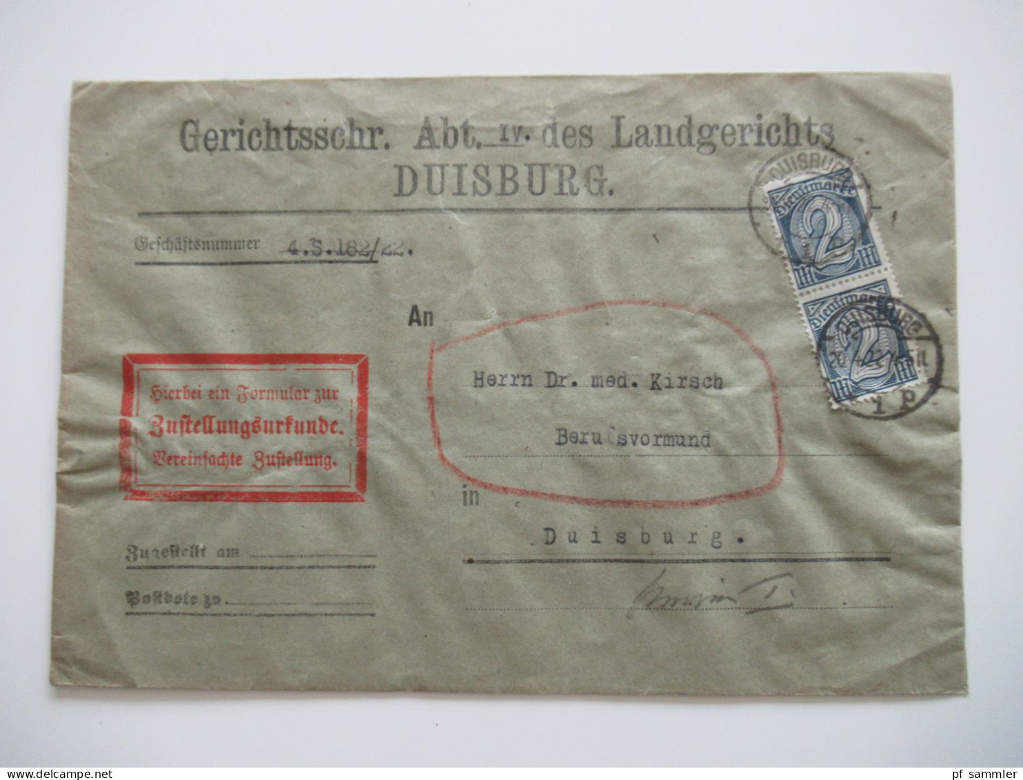 DR 1920er Jahre - 1931 Dienstbriefe / teils hohe Frankaturen / kleiner Posten mit 9 Belegen / Ruhrgebiet usw.