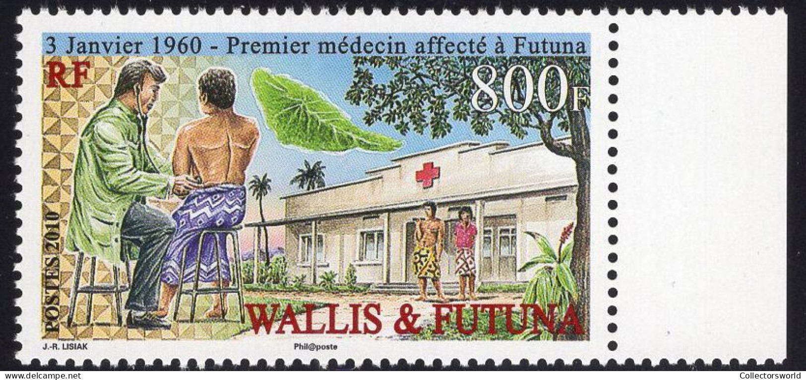 Wallis & Futuna Serie 1v 2010 HIgh Value 800F 50th Ann First Medical Care At Futuna - Hospital Doctor Red Cross MNH - Nuovi