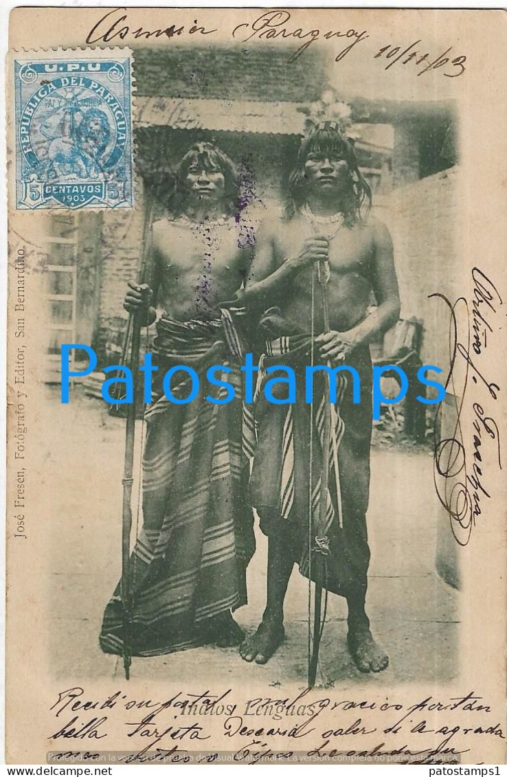 217458 PARAGUAY COSTUMES NATIVE INDIOS LENGUAS CIRCULATED TO ARGENTINA POSTAL POSTCARD - Paraguay