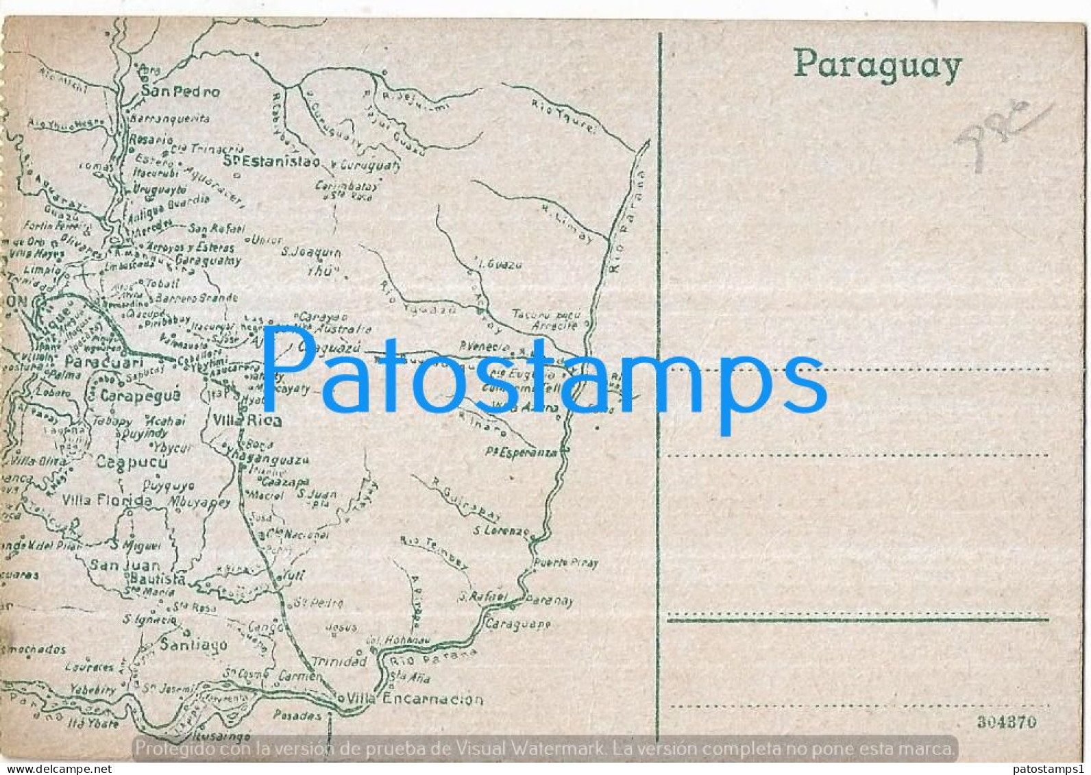 217467 PARAGUAY ASUNCION EL PUERTO PORT AND SHIP & MAP MAPA POSTAL POSTCARD - Paraguay