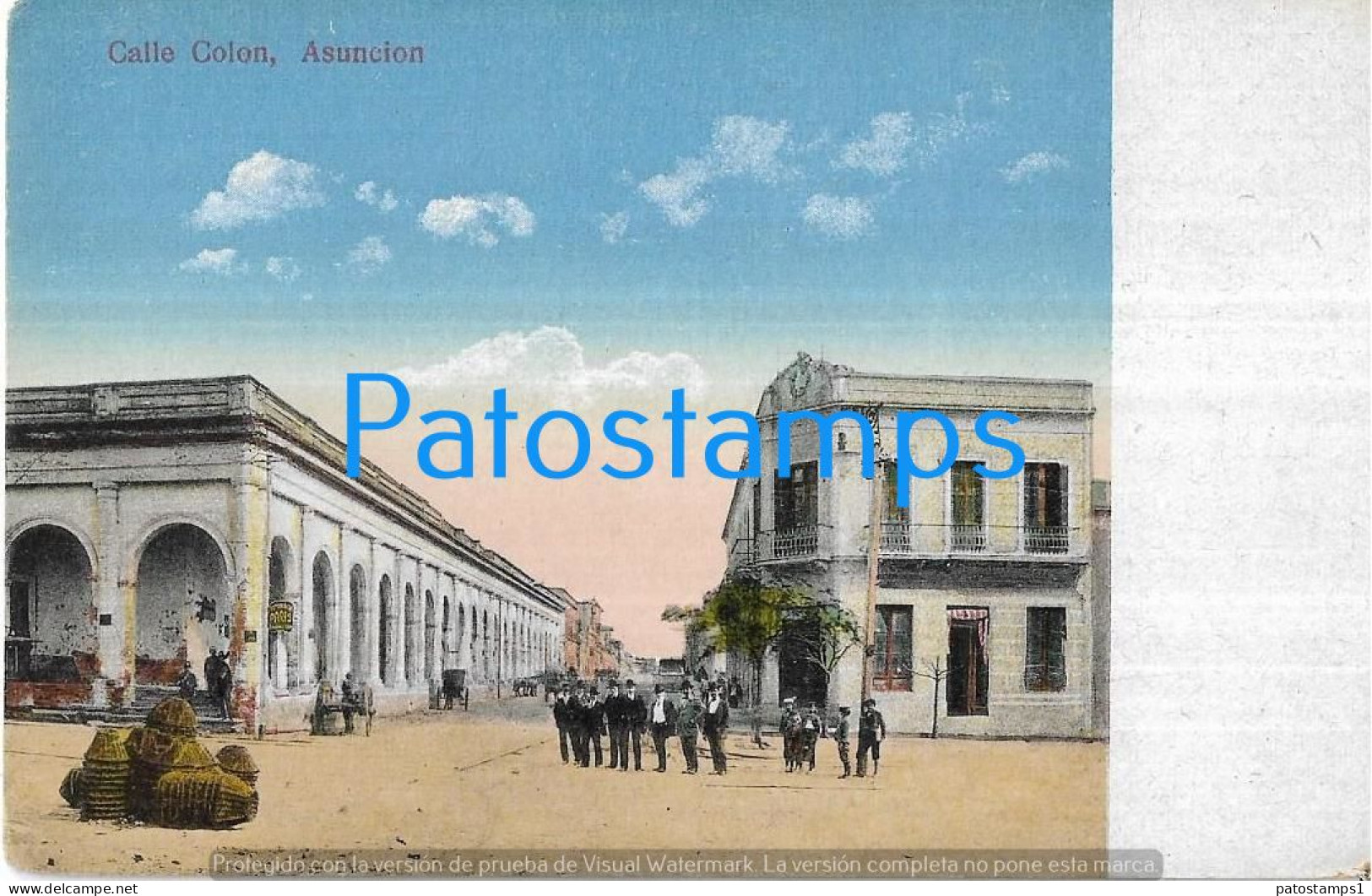 217468 PARAGUAY ASUNCION STREET CALLE COLON & MAP MAPA POSTAL POSTCARD - Paraguay