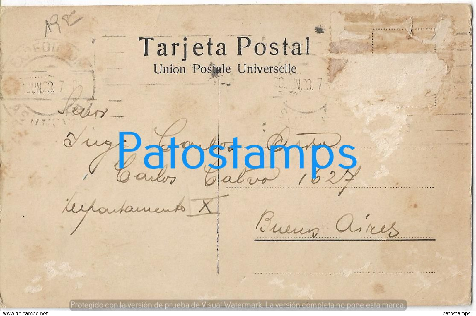 217473 PARAGUAY ASUNCION RECOLETA VISTA PARCIAL YEAR 1923 BREAK CIRCULATED TO ARGENTINA POSTAL POSTCARD - Paraguay