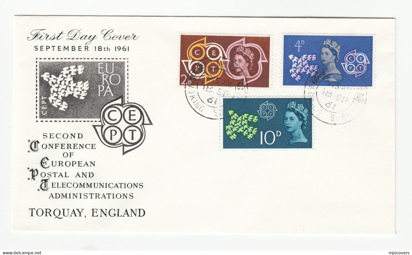 1961 CHOBHAM WOKING Cds FDC  CEPT Europa Stamps GB Cover - 1952-1971 Dezimalausgaben (Vorläufer)