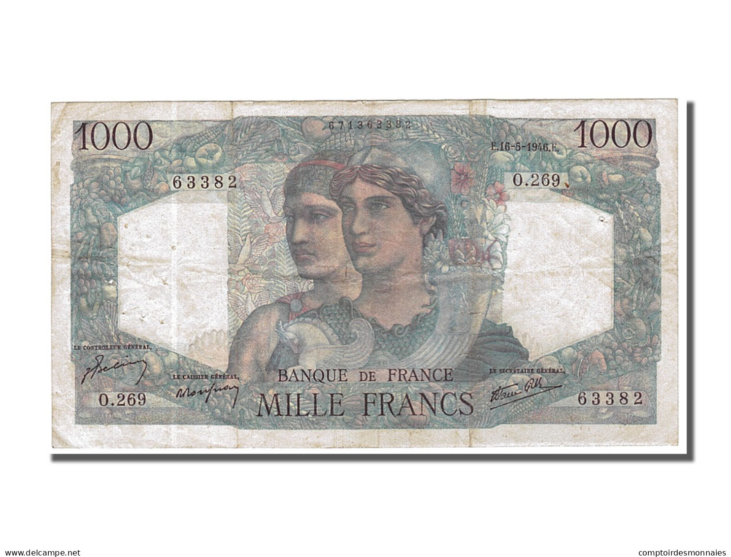 Billet, France, 1000 Francs, 1 000 F 1945-1950 ''Minerve Et Hercule'', 1946 - 1 000 F 1945-1950 ''Minerve Et Hercule''