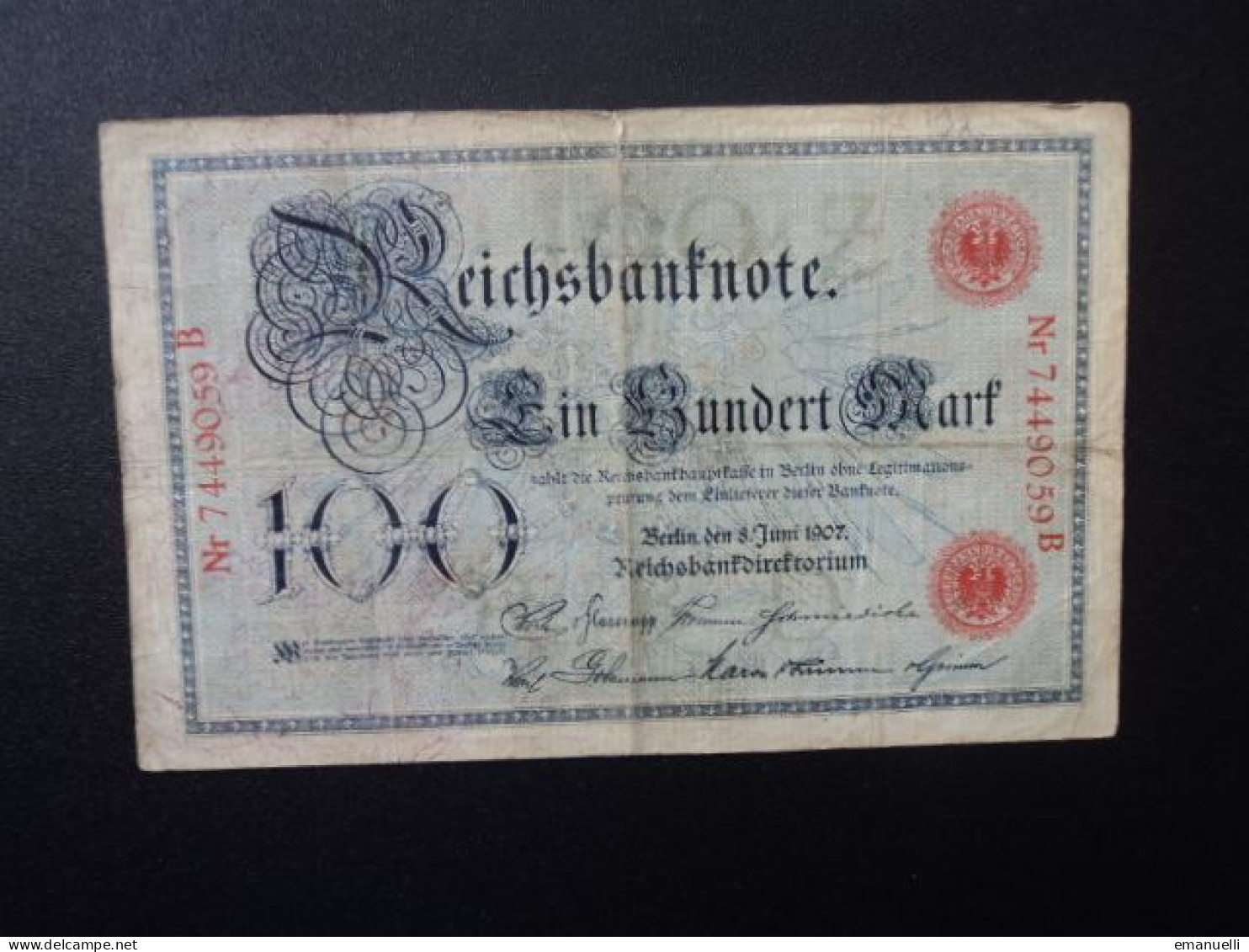 ALLEMAGNE * : 100 MARK    8.6.1907    CA 30 ** / P 30      TB - 100 Mark