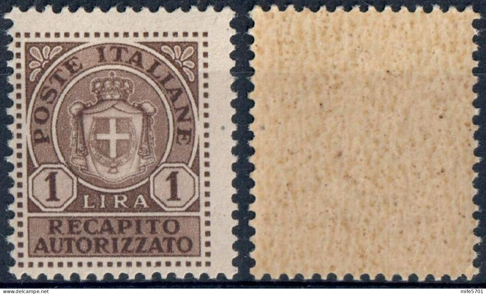 LUOGOTENENZA 1945 L. 1 RECAPITO AUTORIZZATO - NUOVO MNH ** SASSONE RA7 - Autorisierter Privatdienst