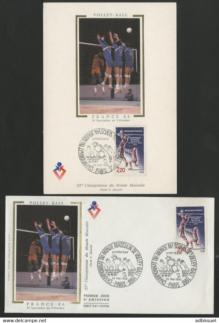 FRANCE N° 2420 (x2) VOLLEY BALL Championnat Du Monde Sur Carte Maximum Et Enveloppe 1er Jour. - Pallavolo