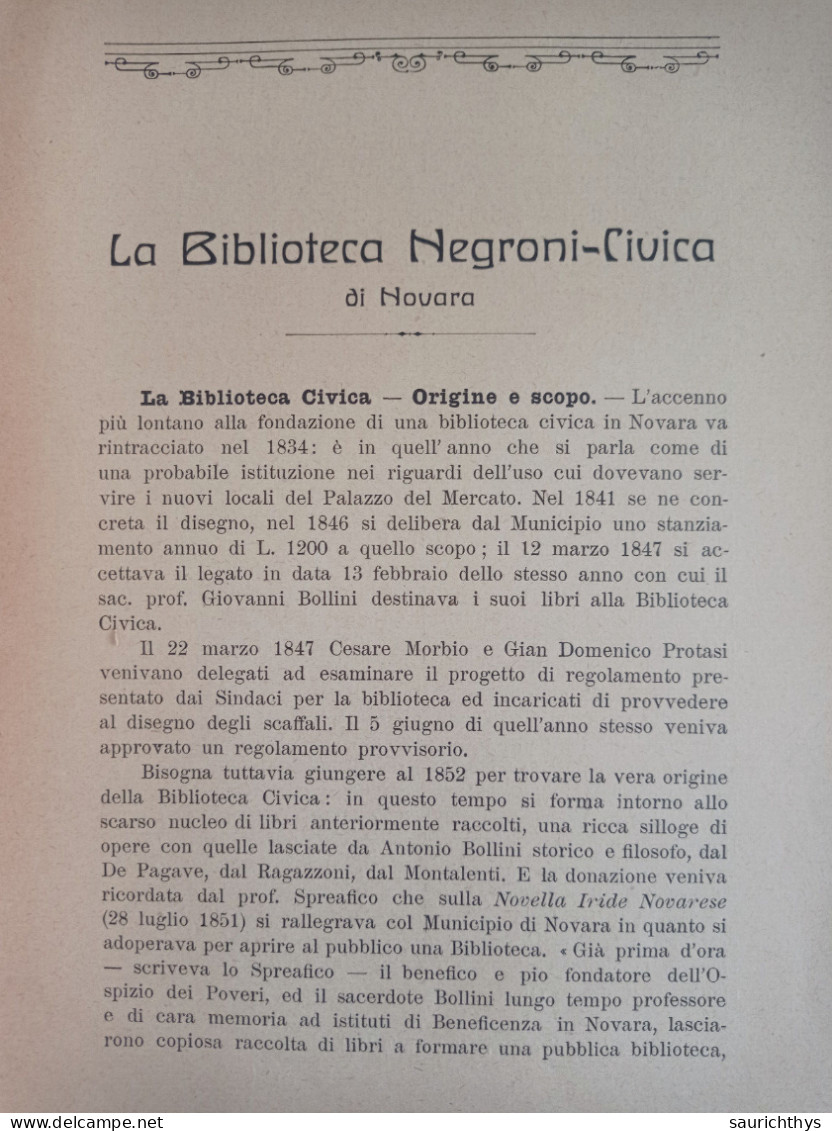 Novaria Bollettino Delle Biblioteche Civica E Negroni Novara 1920 Carteggio Di Raffaele Cadorna - Alte Bücher