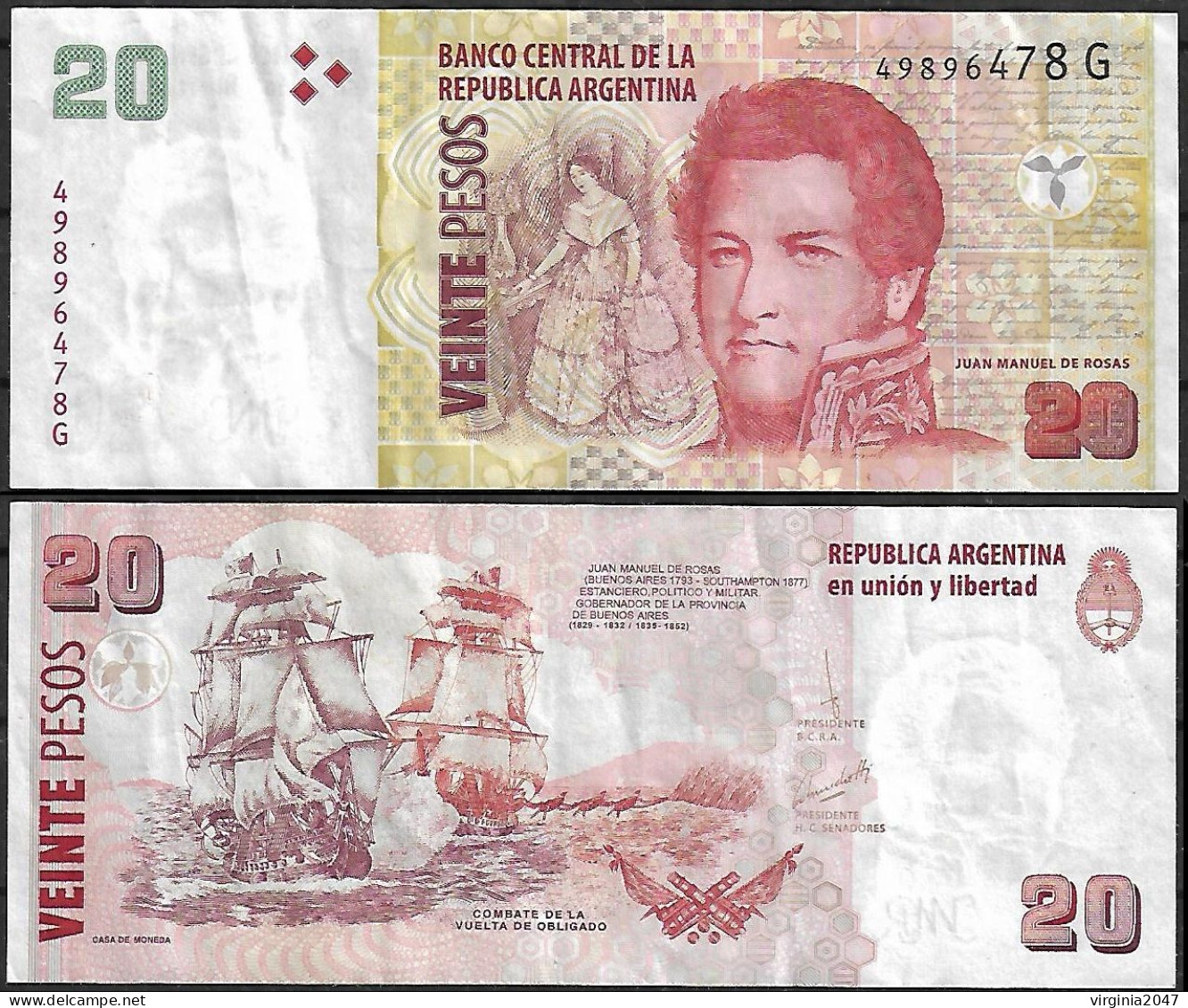 Argentina Billete De $20 De Juan Manuel De Rosas 1v, - Argentine