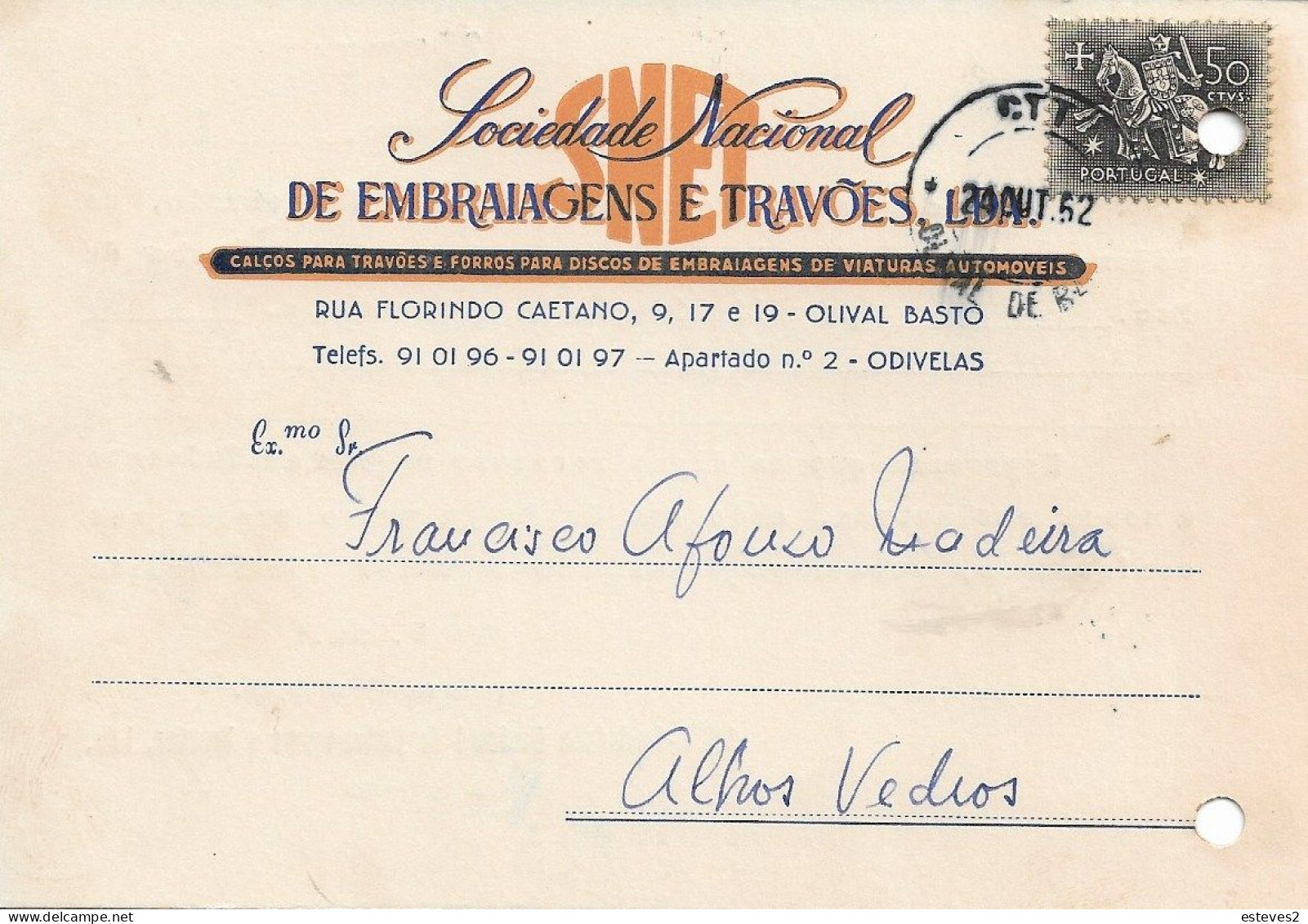 Portugal , 1962, SOCIEDADE EMBRAIAGENS E TRAVÕES , Clutches And Brakes  , Olival Basto  , Commercial Postcard - Portogallo